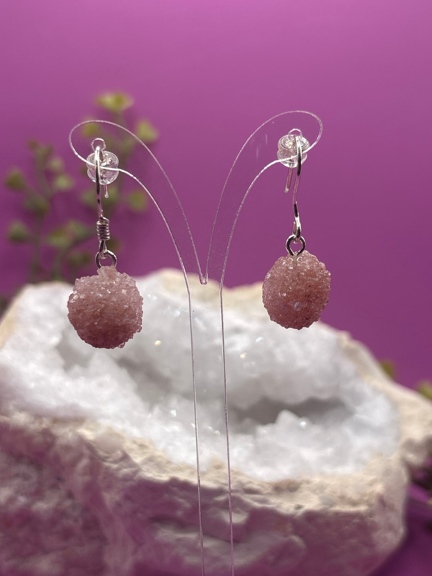 Pink Amethyst Rohstein Ohrringe