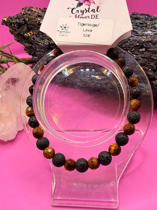 Lava und Tigerauge Handmade Armband