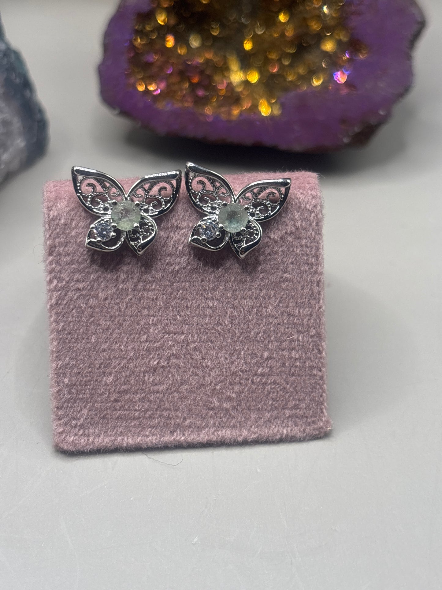 Prasiolith Schmetterlinge Ohrstecker