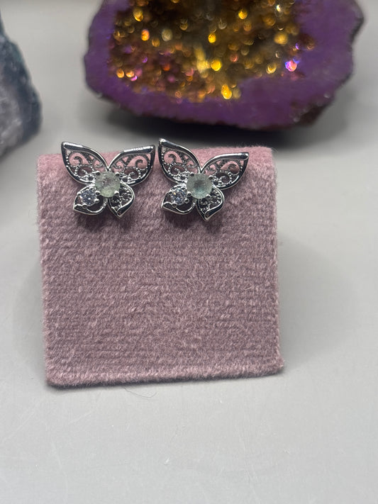 Prasiolith Schmetterlinge Ohrstecker