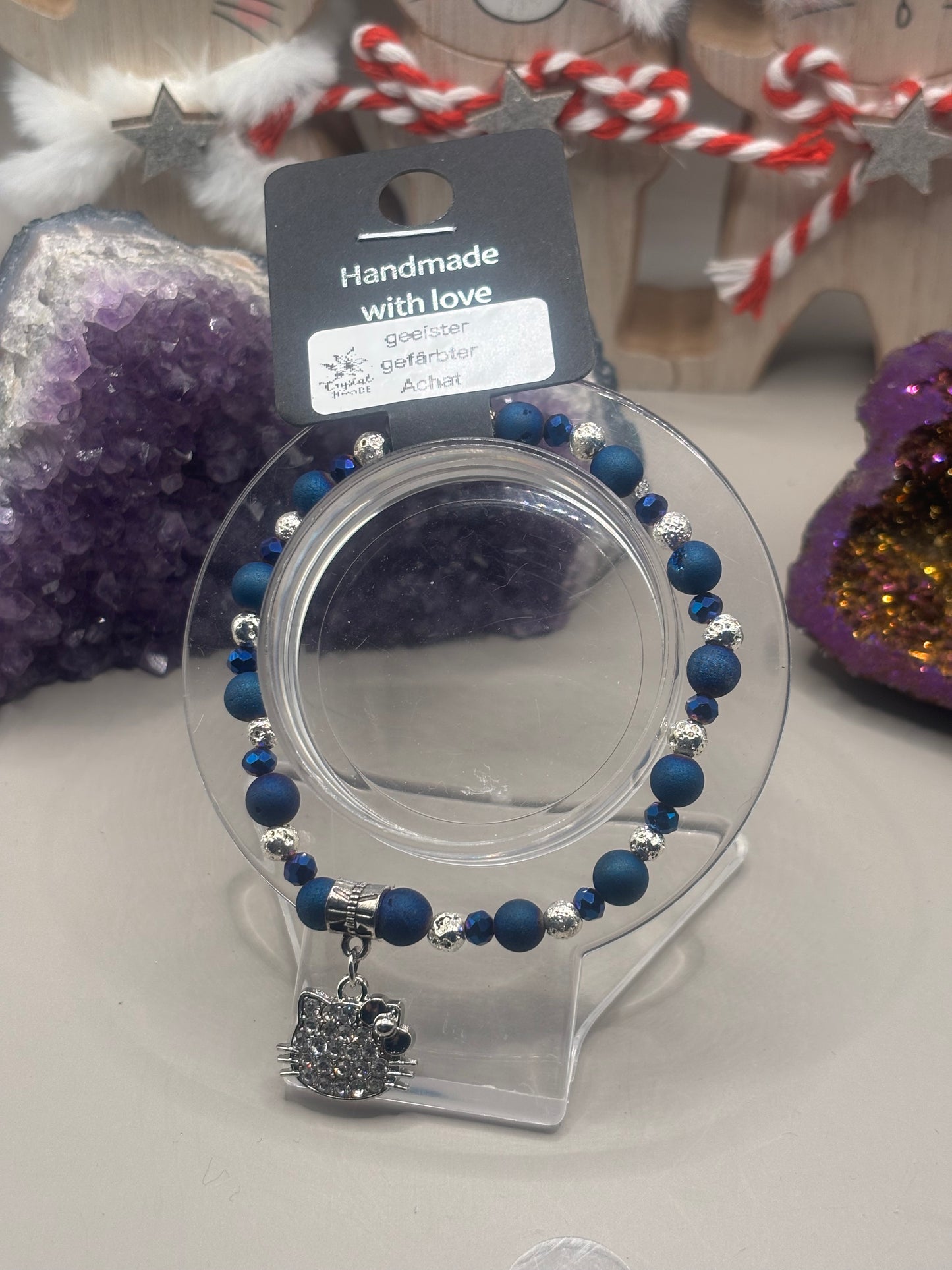 Geeister Achat mit Druse Armband Handmade