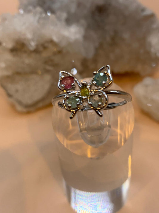 Bunter Turmalin Schmetterling Ring