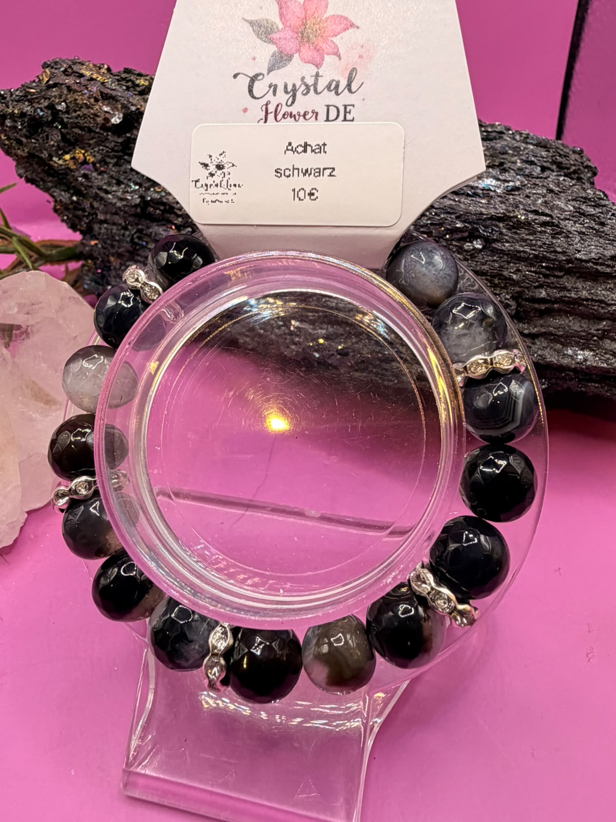 Schwarzer Achat Handmade Armband