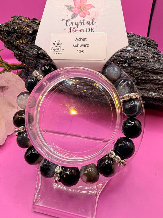 Schwarzer Achat Handmade Armband