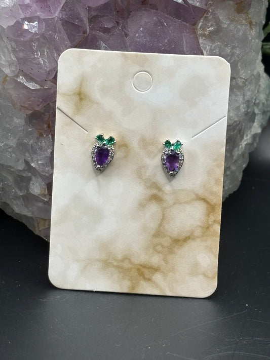 Amethyst Ohrstecker im Möhrendesign