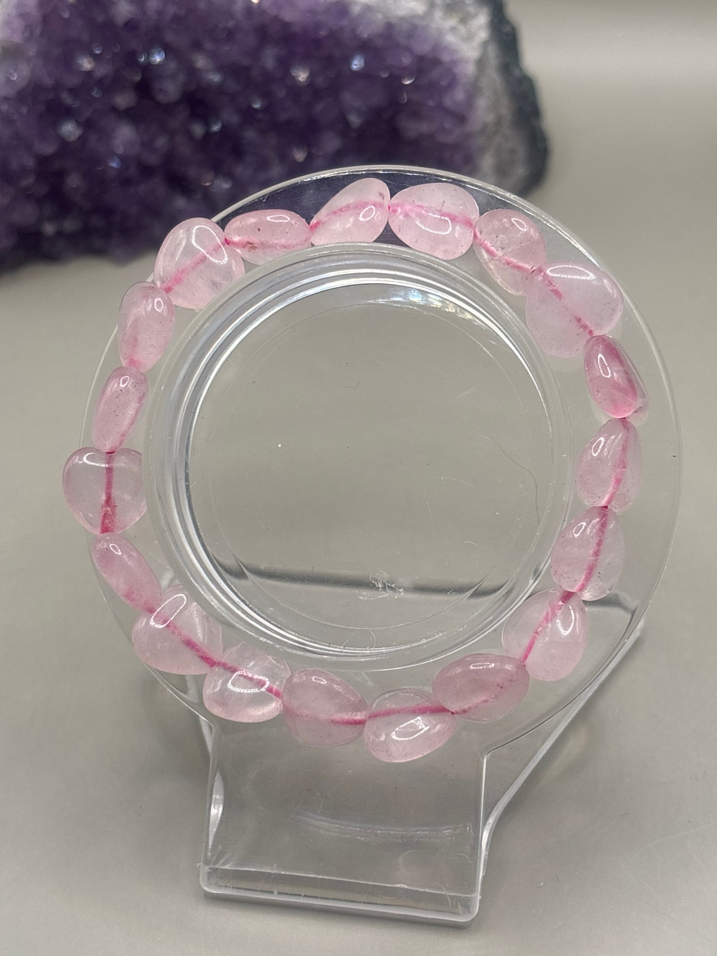 Rosenquarz Herzen Armband