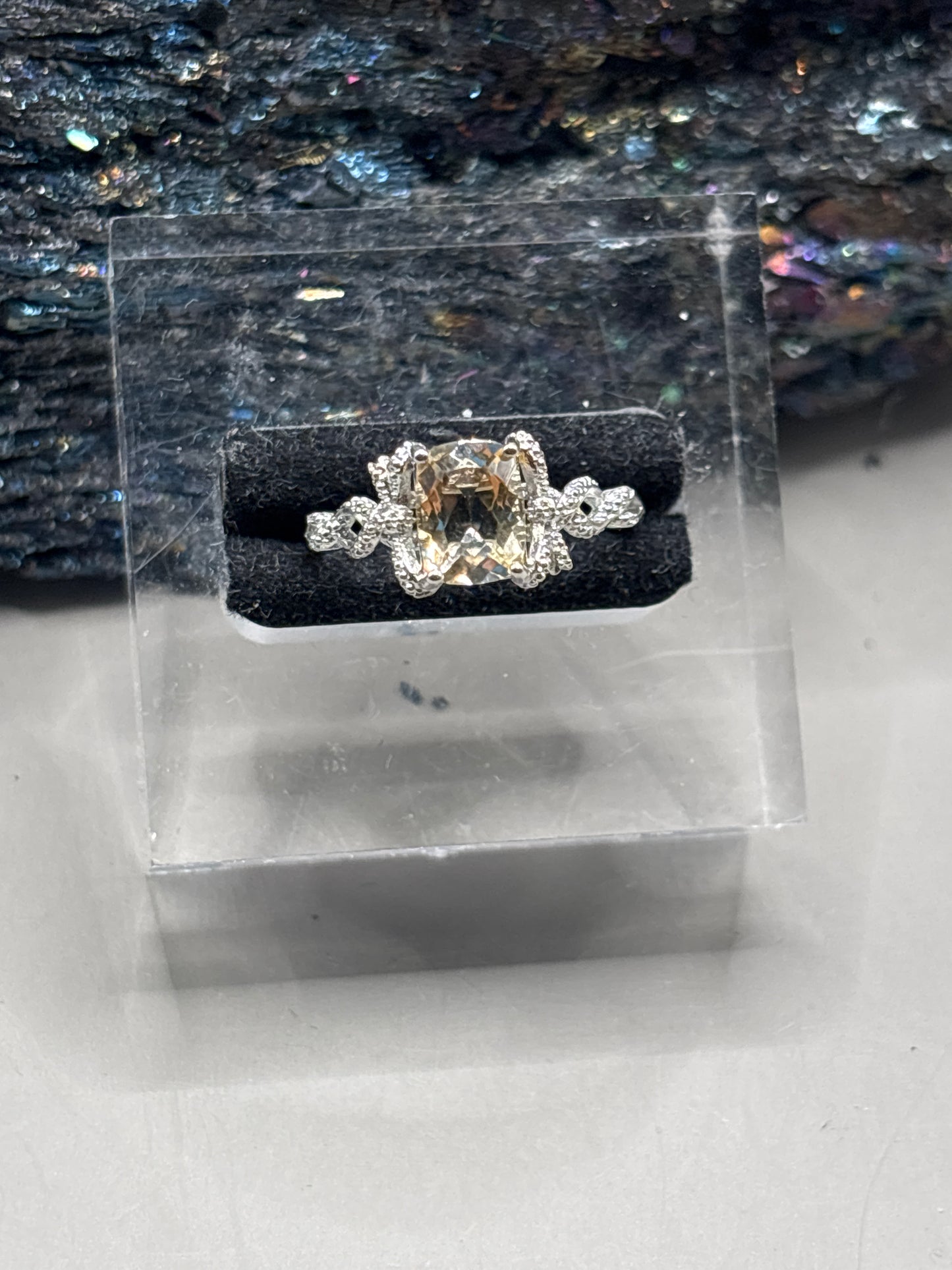 Citrin eckig Prinzessinnen Design Ring