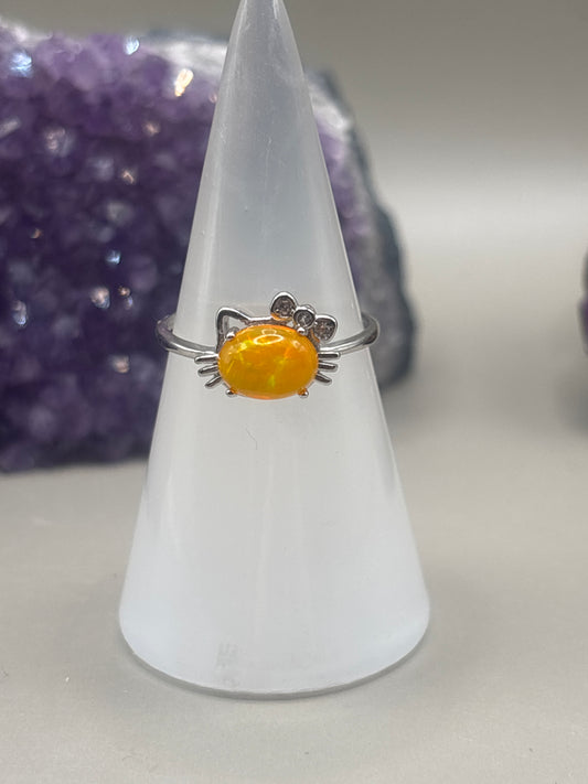 Feueropal Katzenkopf Ring