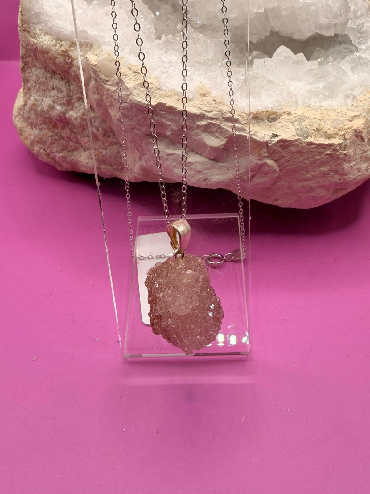 Pink Amethyst Rohstein Kette